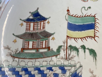 A Chinese famille verte &lsquo;pagoda&rsquo; dish, Kangxi