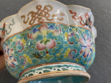 A Chinese famille rose flower-shaped 'bajixiang' bowl, Tongzhi mark and of the period
