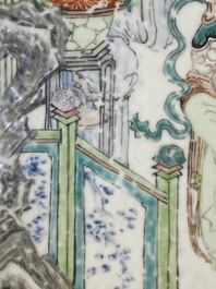 Plateau rectangulaire en porcelaine de Chine qianjiang cai, sign&eacute; Xu Jinchang 徐金昌, dat&eacute; 1889