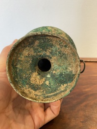 A Chinese bronze 'xianglu' censer with reticulated cover, Western Han