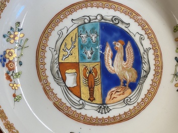 A Chinese verte-Imari armorial dish for the Dutch market with the arms of Scholten impaling Hogenberg, Yongzheng