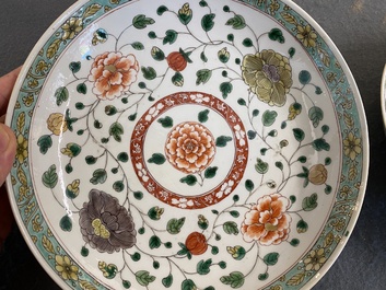 A pair of Chinese famille verte plates, Kangxi