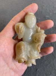 A Chinese jade sculpture of a boy, 18/19th C.