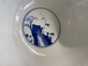 A Chinese blue and white bowl with cherry blossom design, Kangxi