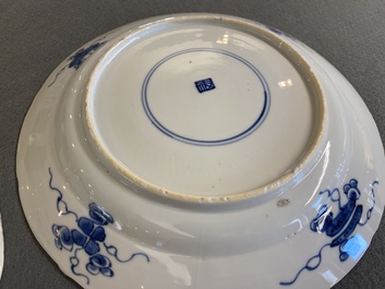 A pair of Chinese blue and white kraak-style dishes with VOC-ships, Kangxi