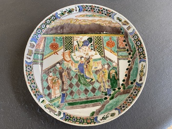A Chinese famille verte &lsquo;narrative subject&rsquo; dish, Kangxi