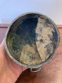 A Chinese bronze 'xianglu' censer with reticulated cover, Western Han