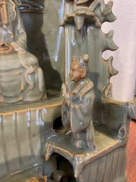 A Chinese Longquan celadon shrine of Guanyin, probably Ming