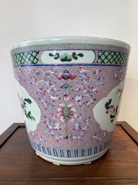 A Chinese pink-ground famille rose jardini&egrave;re, 19th C.