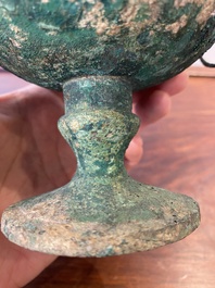 A Chinese bronze 'xianglu' censer with reticulated cover, Western Han