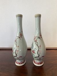 A pair of Chinese famille rose bottle vases, Jiaqing