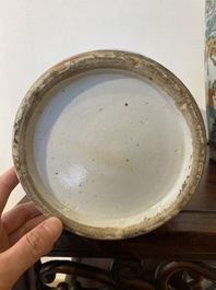 A pair of Chinese Canton famille verte vases with garden scenes, 19th C.