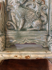 A small Chinese Longquan celadon table screen, Ming