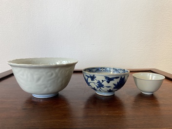 Three Chinese blue and white bowls, Ming