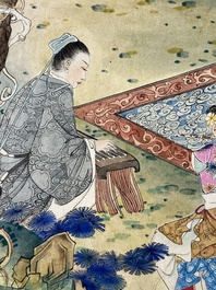 Hu Yefo 胡也佛 (1908-1980): 'Four scenes from Xi Xiang Ji', ink and colour on paper