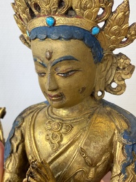 Avalokitesvara en bronze dor&eacute;, Sino-Tibet, 17/18&egrave;me