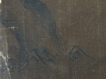 Bo Yuan 伯遠: 'Een stalknecht met zijn paard', inkt en kleur op zijde, wellicht Ming