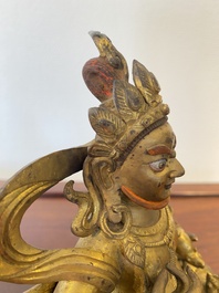 Statuette de Jambhala en bronze dor&eacute;, Sino-Tibet, 18&egrave;me