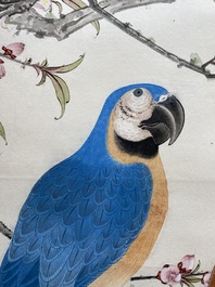 Attribu&eacute; &agrave; Tian Shiguang 田世光 (1916-1999): 'Perroquet', encre et couleurs sur papier, dat&eacute; 1944