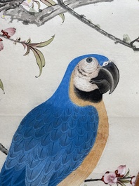 Attributed to Tian Shiguang 田世光 (1916-1999): 'Parrot', ink and colour on paper, dated 1944