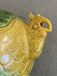 `-$A Chinese sancai-glazed water dropper with phoenix-shaped spout, Ming or Kangxi