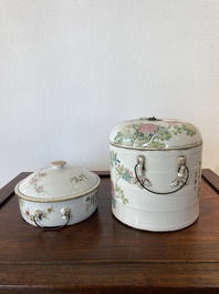 Two Chinese qianjiang cai bowls and covers, Tongzhi mark, 19th C.