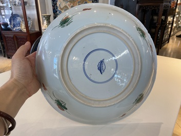 A Chinese famille verte 'qilins and phoenixes' dish, Kangxi