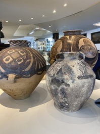 Three Chinese painted pottery jars, Majiayao Yangshao culture, 3rd/2nd millennium b.C.