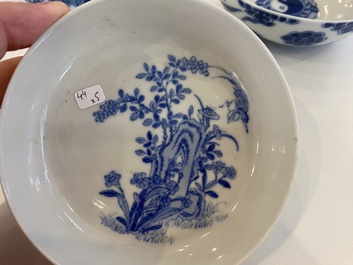 Five Chinese blue and white bowls, 19/20th C.