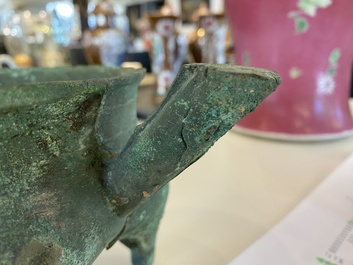 A Chinese bronze 'he' wine ewer, Western Zhou, ca. 11th-8th C. b.C.