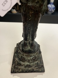 Sculpture de la d&eacute;esse Dewi Tara en bronze, Royaume de Majapahit, Java, Indon&eacute;sie, probablement 14&egrave;me