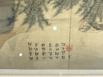 Suiveur de Tang Yin 唐寅 (1470-1524): 'Cinq paysages et un album avec deux paysages', encre et couleurs sur soie, 20&egrave;me