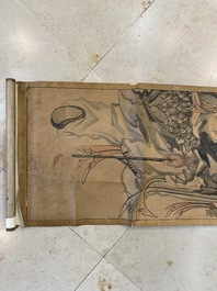 Ecole japonaise, suiveur de Sesson Shukei 雪村周継 (1504 &ndash; c. 1589): 'Deux immortels', encre et couleurs sur papier