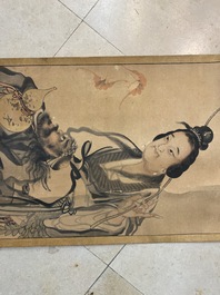 Japanese school, follower of Sesson Shukei 雪村周継 (1504 &ndash; c. 1589): 'Two immortals', ink and colour on paper