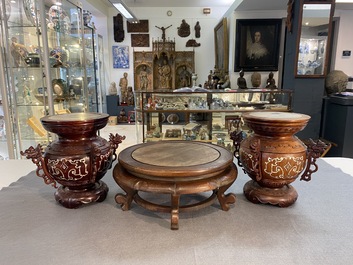 A varied collection of Chinese wooden stands, 19/20th C.