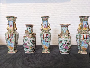 Een diverse collectie Chinees Canton famille rose porselein, 19e eeuw