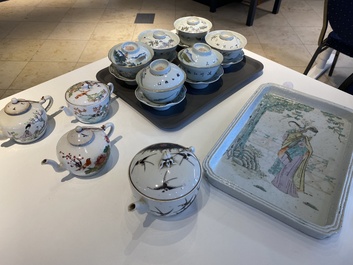 A varied collection of Chinese famille rose and qianjiang cai porcelain, 19th/20th C.