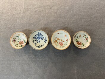 A varied collection of Chinese cups and saucers, 18/19th C.