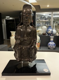 A Chinese bronze sculpture of Wenchang Wang, Ming