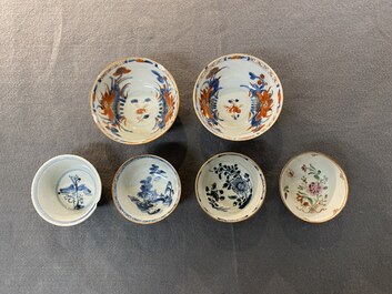 A varied collection of Chinese cups and saucers, 18/19th C.