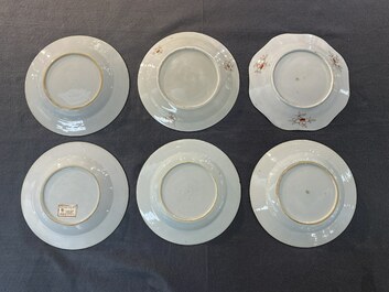 Ten Chinese blue and white, famille rose and verte plates, Kangxi and later
