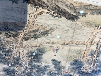 Follower of Tang Yin 唐寅 (1470-1524): 'Five landscapes and an album with two landscapes', ink and colour on silk, 20th C.