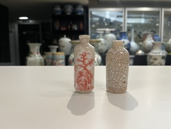 Five various Chinese snuff bottles and three miniature vases, 19/20th C.