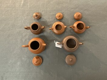 Five Chinese Yixing stoneware teapots and covers, Republic