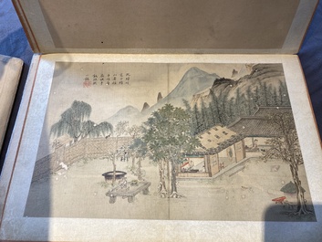 Suiveur de Tang Yin 唐寅 (1470-1524): 'Cinq paysages et un album avec deux paysages', encre et couleurs sur soie, 20&egrave;me