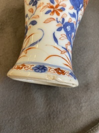 A Chinese Imari-style garniture of six vases with floral design, Kangxi