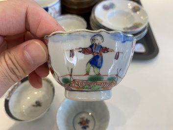 Collection vari&eacute;e de tasses et soucoupes en porcelaine de Chine, 18/19&egrave;me