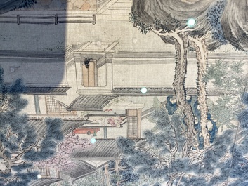 Suiveur de Tang Yin 唐寅 (1470-1524): 'Cinq paysages et un album avec deux paysages', encre et couleurs sur soie, 20&egrave;me