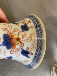 A Chinese Imari-style garniture of six vases with floral design, Kangxi