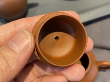 Five Chinese Yixing stoneware teapots and covers, Republic